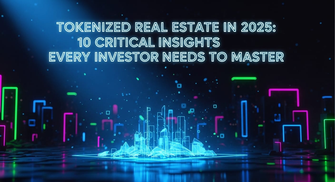 Futuristic neon skyline over a digital grid, symbolizing tokenized real estate; hero image for the “Top 10 things investors must know” section.