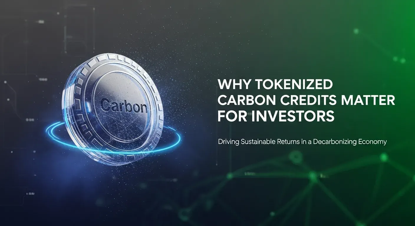 Rotating carbon coin with glowing ring and digital background highlighting investor interest.